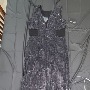 Enfocus Studio Black and Silver Sequin Dress